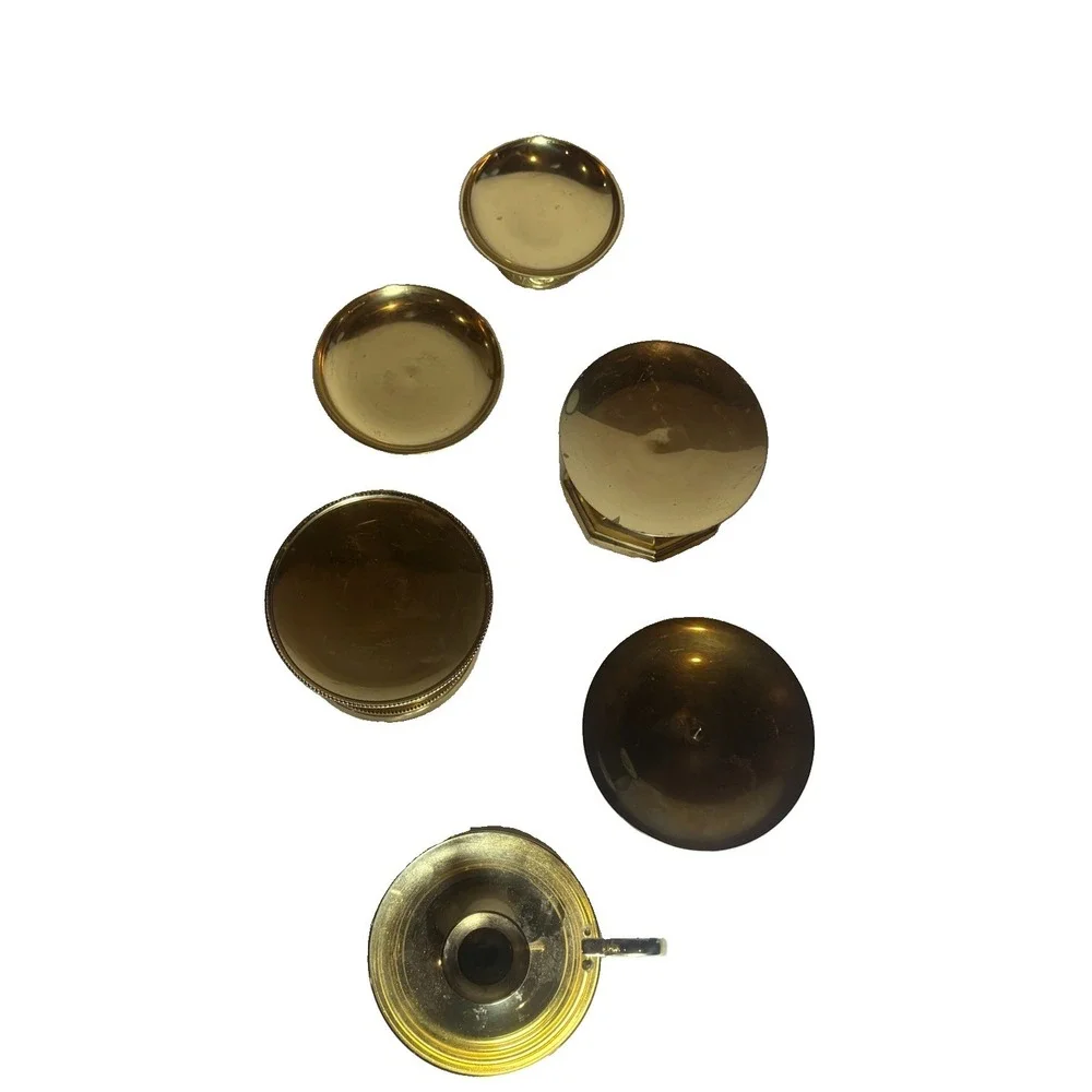 6 Vintage Brass Candle Holders - Mixed Size Lot Chamberstick Wedding Decor